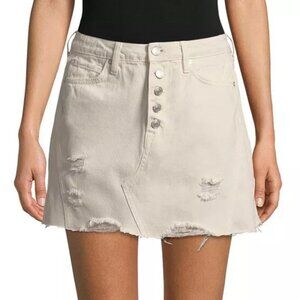 Free People A-line Cream Denim Mini Skirt